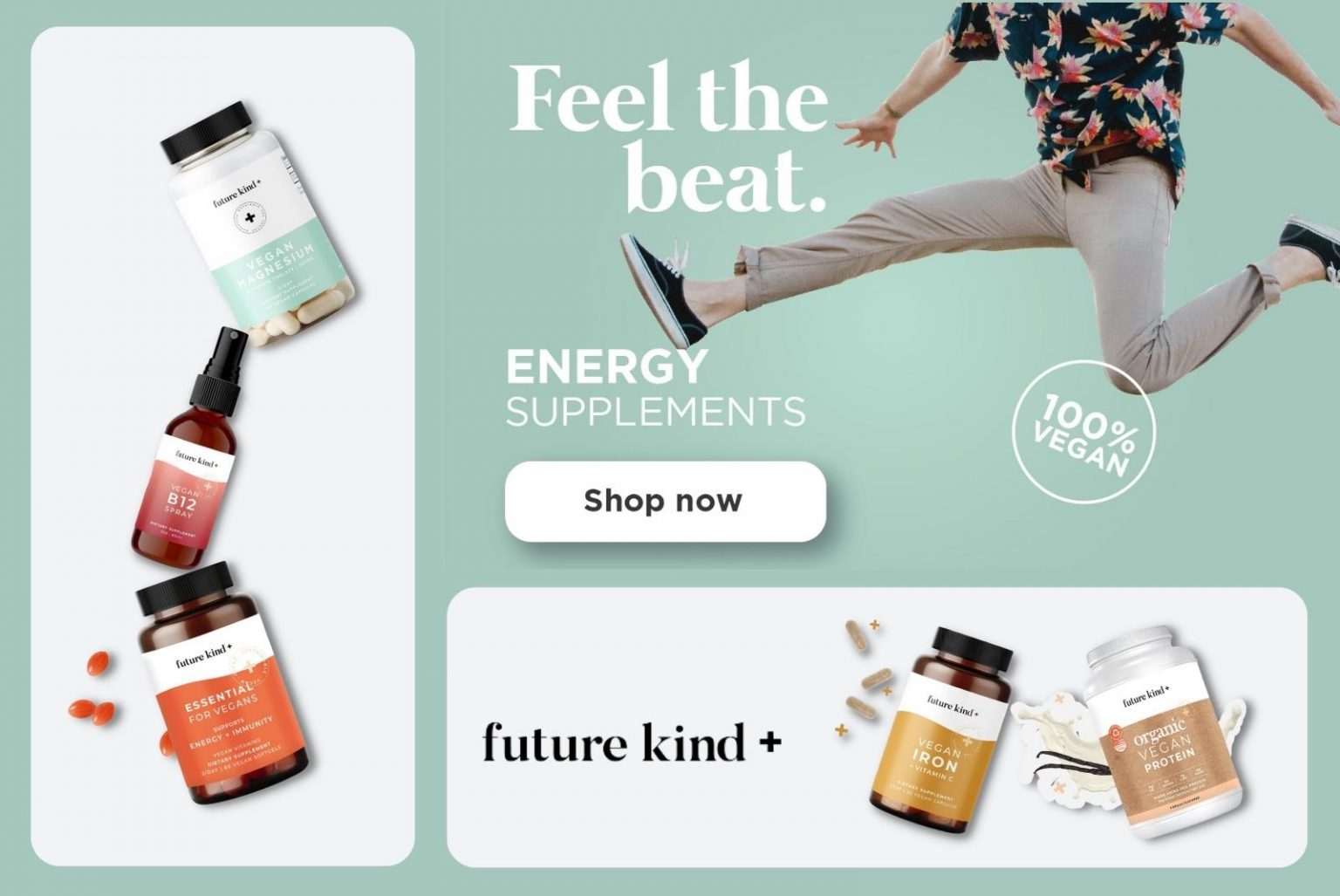 Future kind+ vegan energy supplements below to help power up your day!