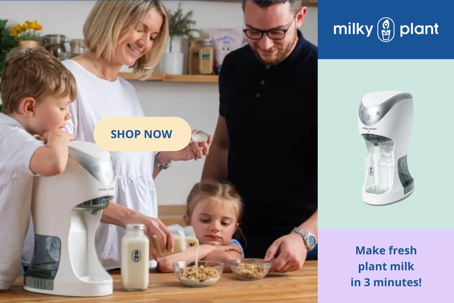 Click here to get your own Milky Plant, and find out how to make fresh, healthy plant milk in under 5 minutes!