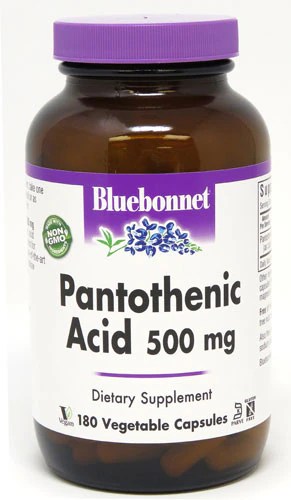 Bluebonnet Nutrition Pantothenic Acid 500 mg - 180 Vegetable Capsules