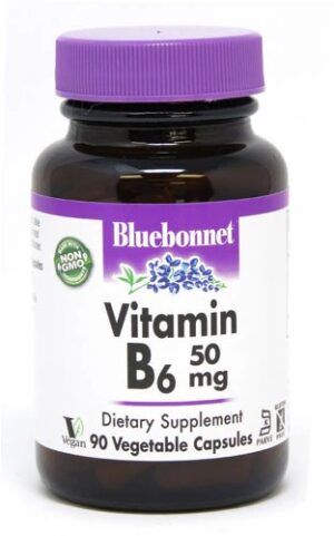 Bluebonnet Nutrition Vitamin B6 50 mg - 90 Vegetable Capsules