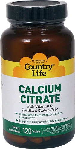 Country Life Calcium Citrate with Vitamin D 120 Tablets