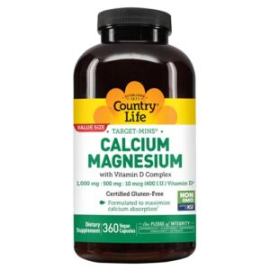 Country Life Calcium-Magnesium with Vitamin D Complex 360 Vegan Capsules
