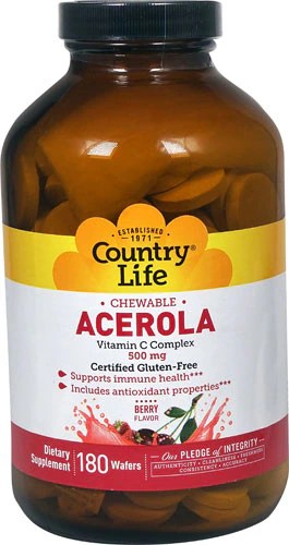 Country Life Chewable Acerola Vitamin C Complex Berry 500 mg - 180 Wafers