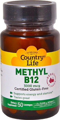 Country Life Superior B-12 Sublingual Berry 3000 mcg - 50 Lozenges