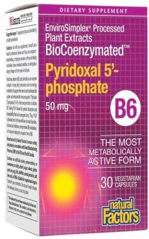 Natural Factors BioCoenzymated Pyridoxal 5'-phosphate 50 mg - 30 Vegetarian Capsules